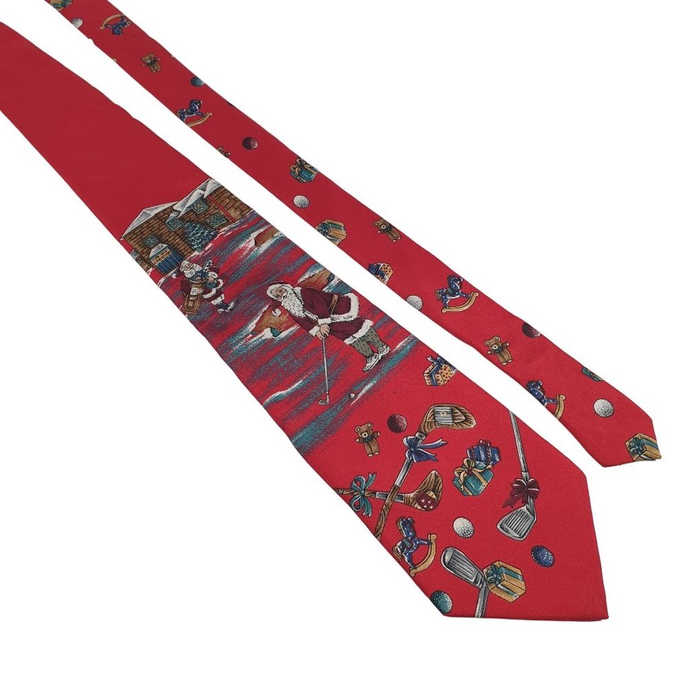 Stafford Mens Necktie Holiday Golfing Santa Accessory Work Casual Dad Gift